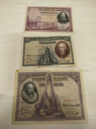 3 Billetes Banco de España Pesetas