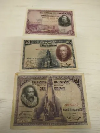 3 Billetes Banco de España Pesetas
