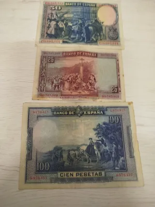 3 Billetes Banco de España Pesetas