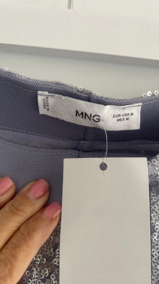 Pantalones lentejuelas Mango plateados nuevos