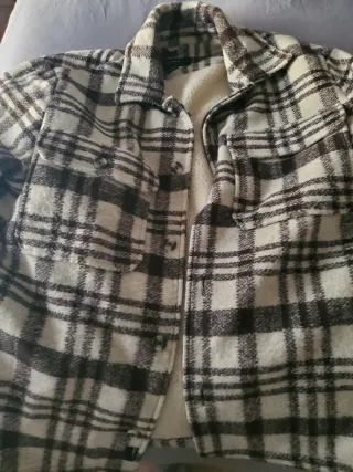 Chaqueta Camisa Bershka Cuadros Beige Marrón