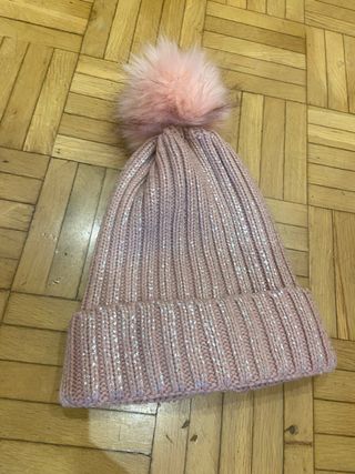 Gorro de lana rosa invierno mujer