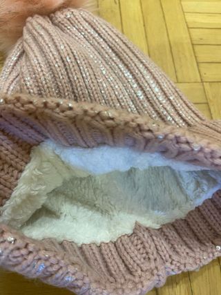 Gorro de lana rosa invierno mujer