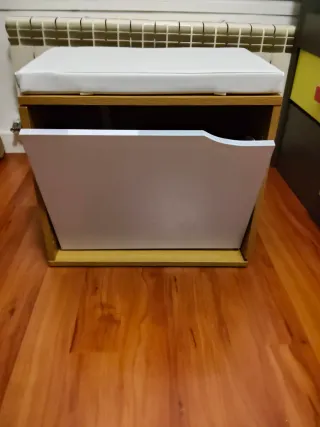 Banco zapatero madera y blanco