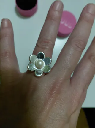 Anillo Tous Flor Perla Plata