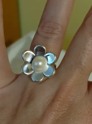 Anillo Tous Flor Perla Plata