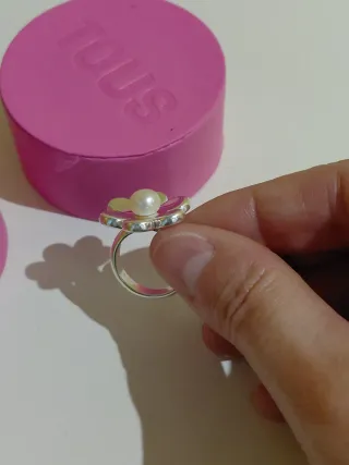 Anillo Tous Flor Perla Plata