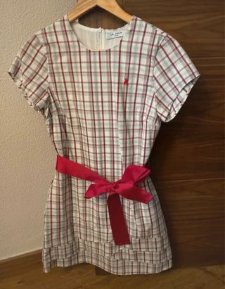 Vestido La Jaca cuadros rojo y blanco