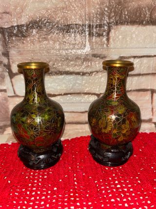 Coppia di vasi asiatici Cloisonné vintage