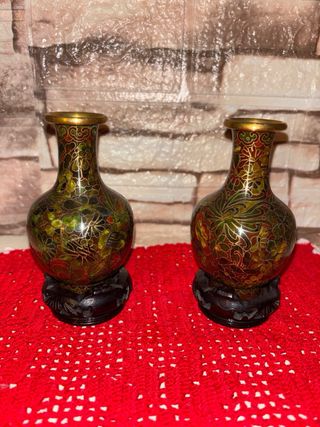 Coppia di vasi asiatici Cloisonné vintage