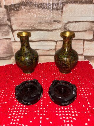 Coppia di vasi asiatici Cloisonné vintage