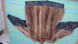 Abrigo Pelo Zorro Mujer Negro/Marrón