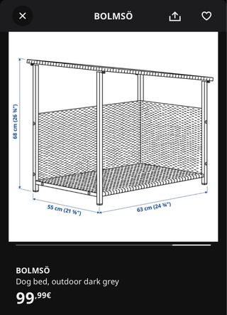 Cama para perro exterior gris