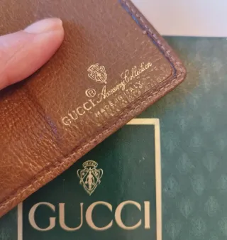 Portafoglio vintage Gucci pelle rossa e cuoio