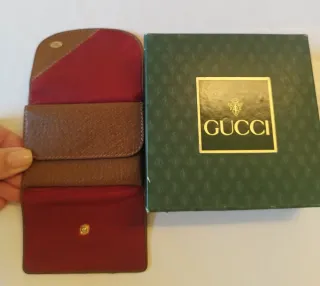 Portafoglio vintage Gucci pelle rossa e cuoio