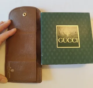 Portafoglio vintage Gucci pelle rossa e cuoio