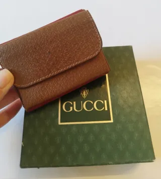 Portafoglio vintage Gucci pelle rossa e cuoio