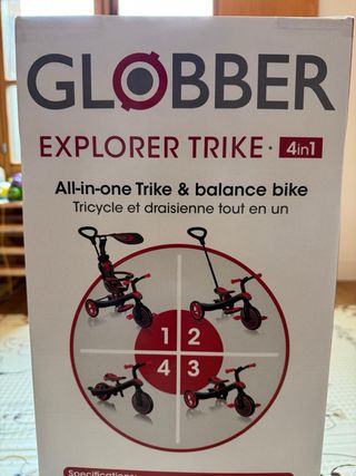 Triciclo Globber 4 en 1 Rojo y Negro Nuevo