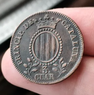 Moneda 3 Cuartos 1846 Isabel II Cataluña