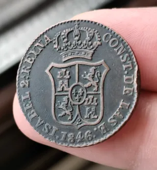 Moneda 3 Cuartos 1846 Isabel II Cataluña