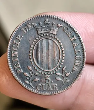 Moneda 3 Cuartos 1846 Isabel II Cataluña