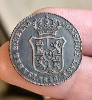 Moneda 3 Cuartos 1846 Isabel II Cataluña