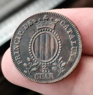 Moneda 3 Cuartos 1846 Isabel II Cataluña