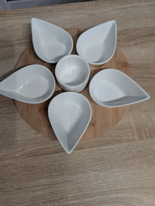 Set 6 cuencos aperitivo cerámica y bambú