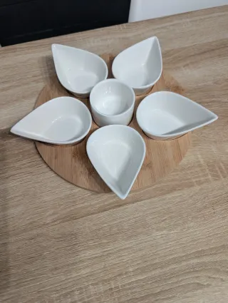 Set 6 cuencos aperitivo cerámica y bambú