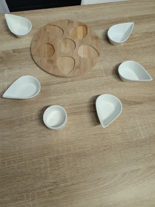 Set 6 cuencos aperitivo cerámica y bambú