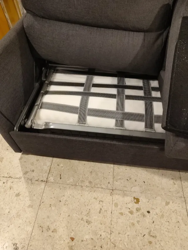 Sofá 3 Plazas Gris Tela