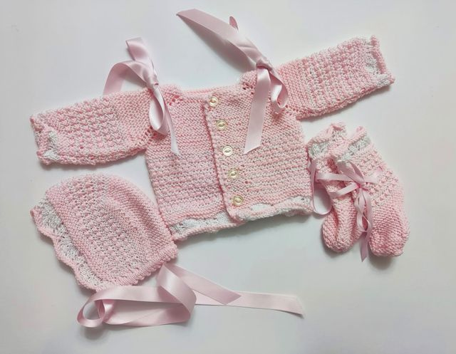 Conjunto rosa bebé recién nacida de algodón