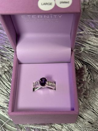 Anillo Plata Amatista Talla Grande