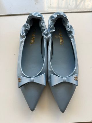 Bailarinas Chanel Azul y Dorado Talla 38