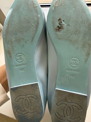 Bailarinas Chanel Azul y Dorado Talla 38