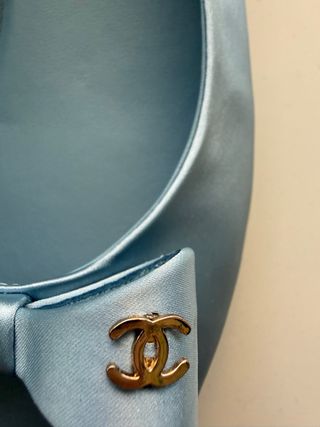 Bailarinas Chanel Azul y Dorado Talla 38