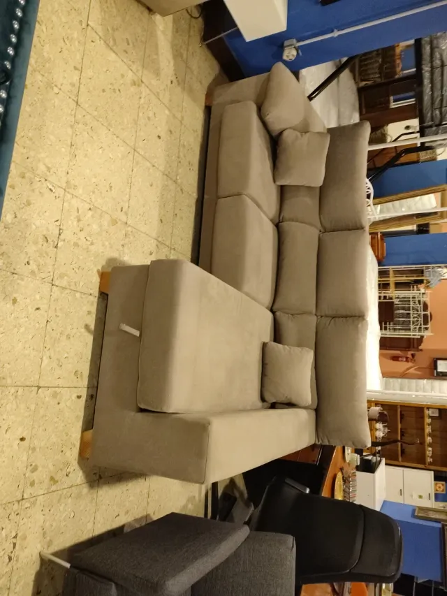 Sofá Chaisselongue Beige/Gris Tela