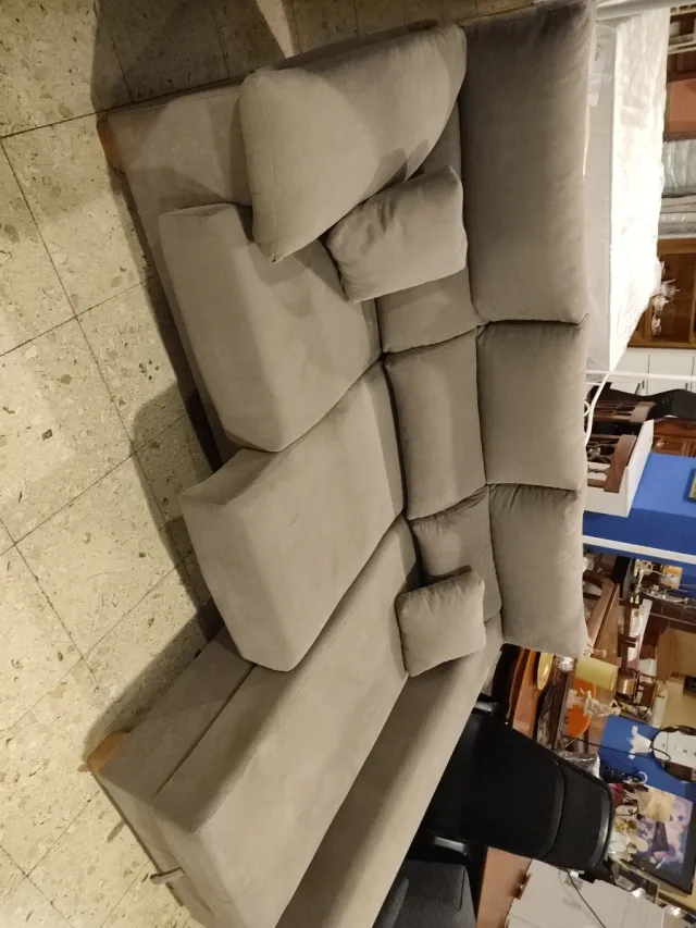 Sofá Chaisselongue Beige/Gris Tela