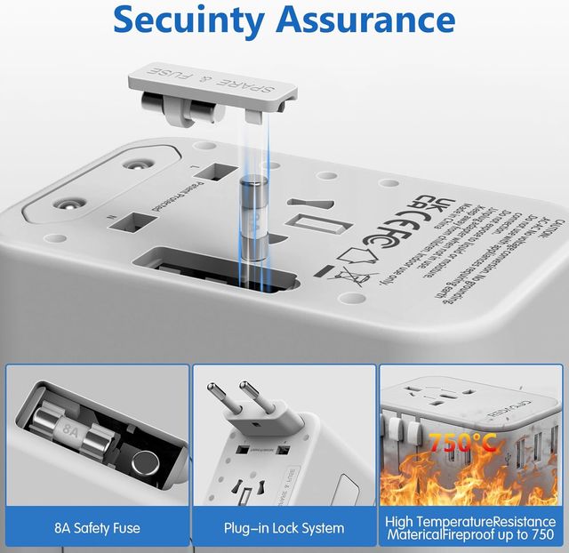 Adaptador universal compacto con carga múltiple