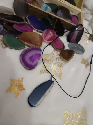 Colgante con cordón Ágata Azul
