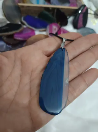 Colgante con cordón Ágata Azul