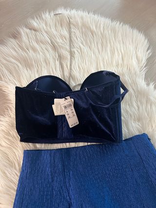 Conjunto fiesta top y falda azul