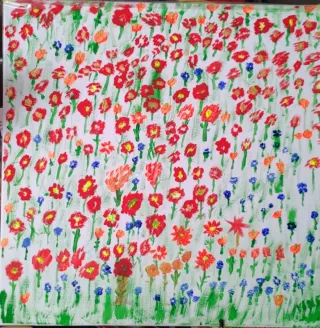 Dipinto PAPAVERI acrilico 50x50 cm