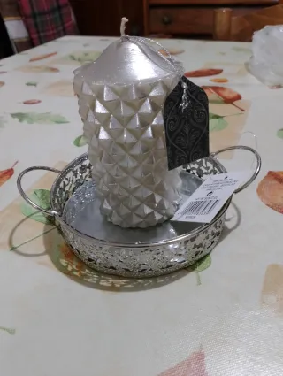 Candela decorativa color argento