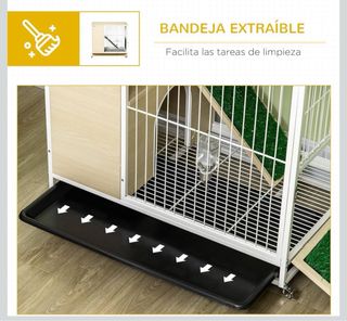 Conejera Pawhut Madera Beige y Blanca