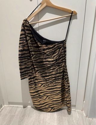 Vestido lentejuelas cebra negro/dorado T.S