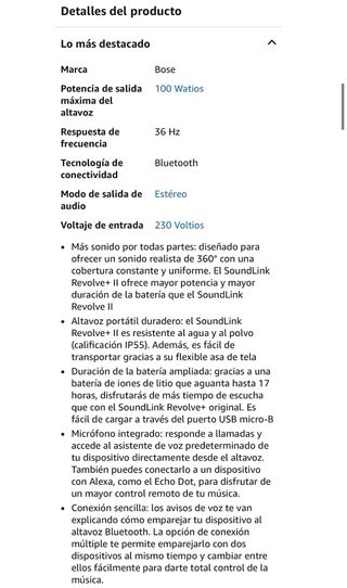 Bose Altavoz SoundLink Revolve+II (bluetooth)