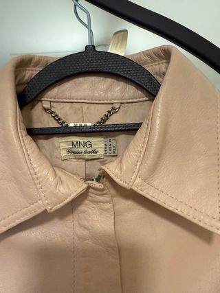 Chaqueta Mango Piel Bovino Beige