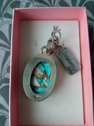 Colgante mineral Plata concha y Turquesa