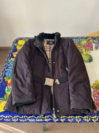 Giacca Burberry donna nera con pelliccia taglia 42